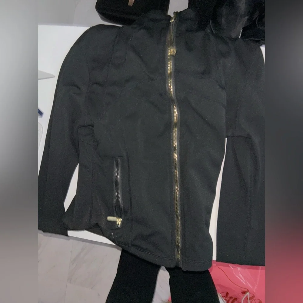 lululemon athletica Black Bomber Jacket with Gold Zipper - Picture 1 of 2